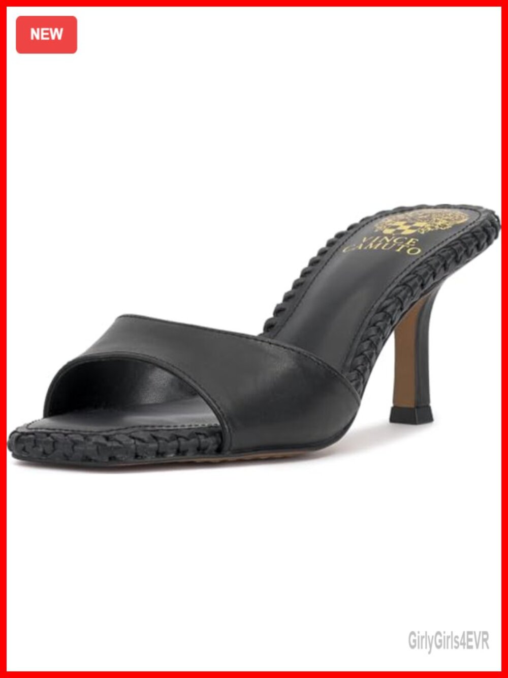 Emmla Stitched Mule Sandals Leather Stiletto Heel Ankle Strap